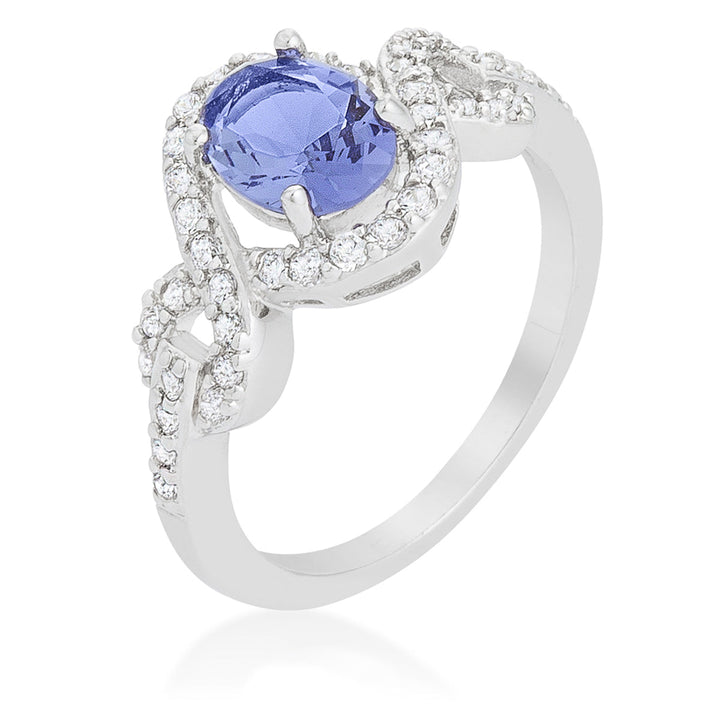 LOVCIA Elegant Halo Tanzanite Cocktail Ring with Infinity Shank