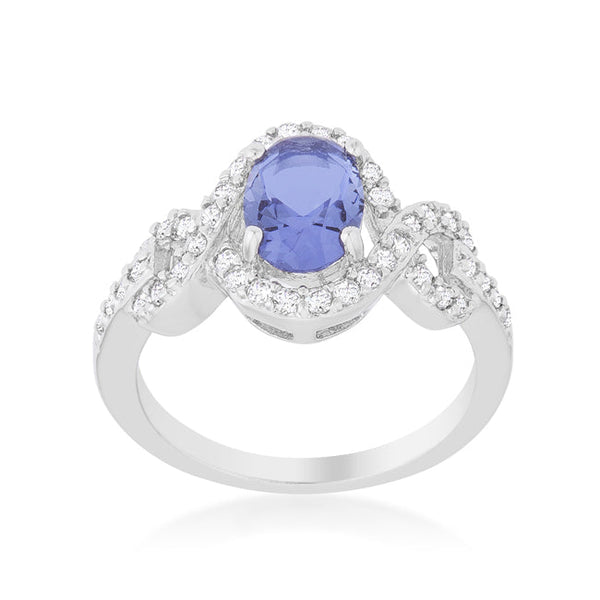 LOVCIA Elegant Halo Tanzanite Cocktail Ring with Infinity Shank