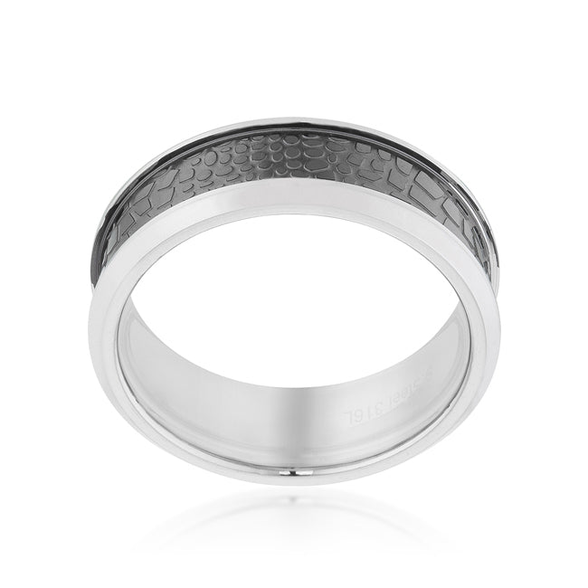 LOVCIA Animal Print Steel Alloy Band Ring with Rhodium Finish