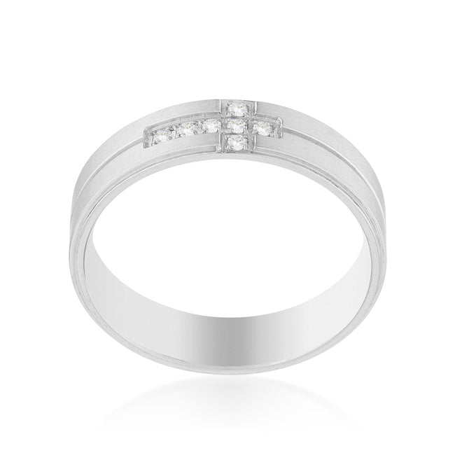 LOVCIA Forever Cubic Zirconia Cross Design Steel Band Ring