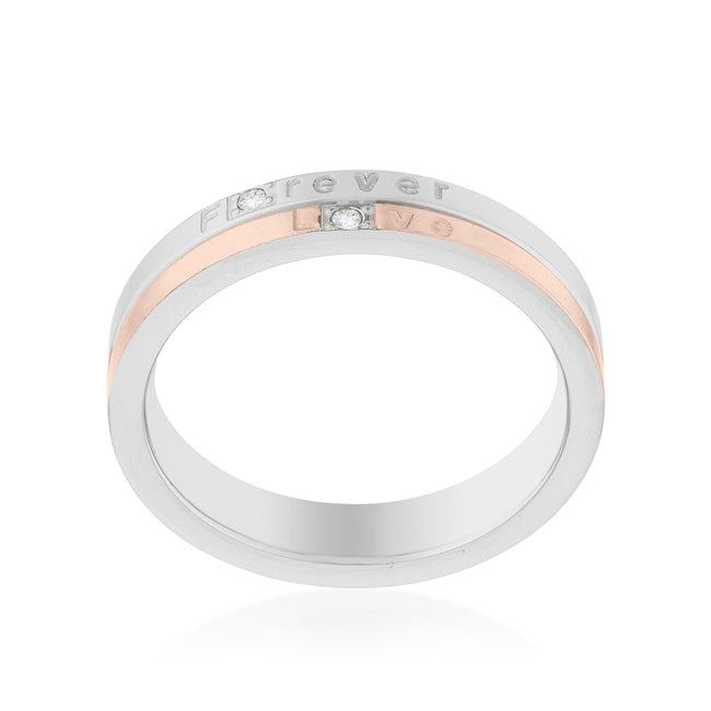 LOVCIA Elegant Two-Tone Inspiration Band Ring with Cubic Zirconia