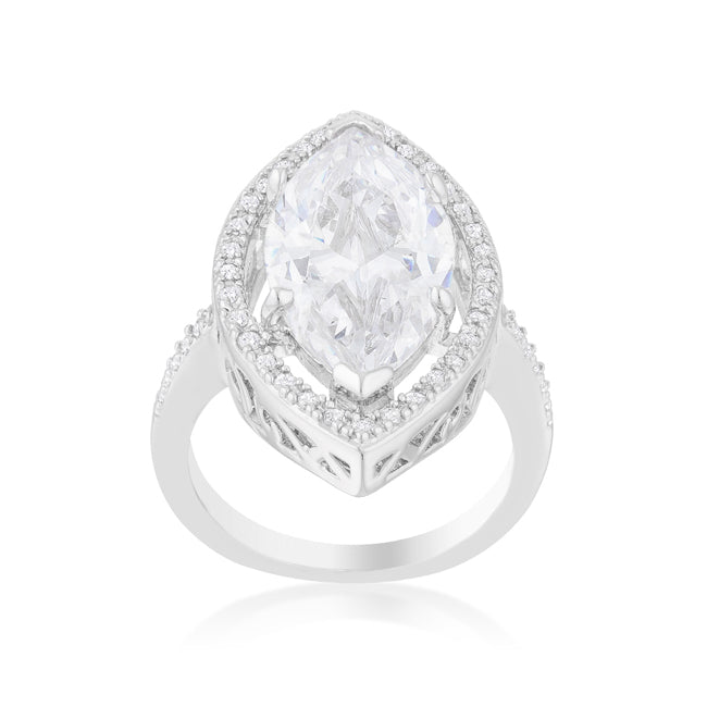 LOVCIA Elegant Platinum-Luster Marquise Cocktail Ring