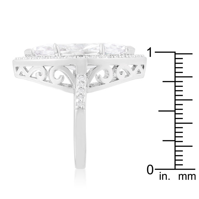 LOVCIA Elegant Platinum-Luster Marquise Cocktail Ring