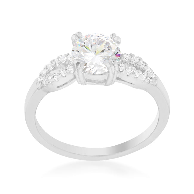 LOVCIA Jewelry Elegance Rhodium-Plated Round Solitaire Ring