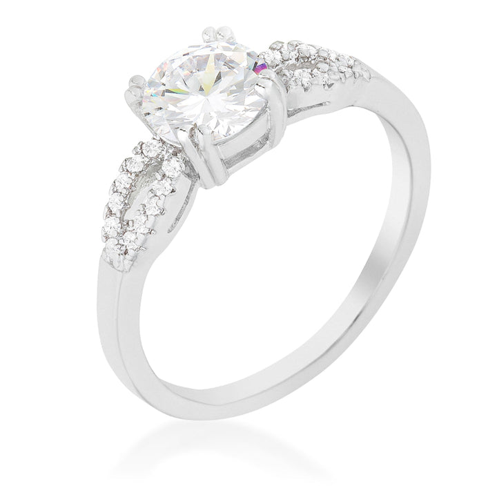 LOVCIA Jewelry Elegance Rhodium-Plated Round Solitaire Ring