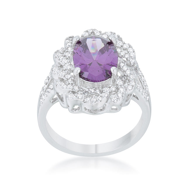 LOVCIA Elegant Amethyst Centerpiece Oval Ring