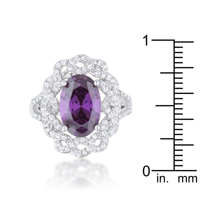 LOVCIA Elegant Amethyst Centerpiece Oval Ring