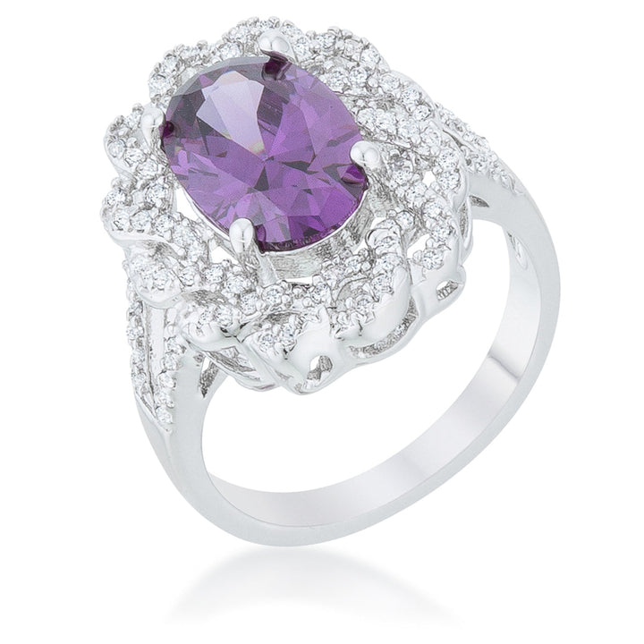 LOVCIA Elegant Amethyst Centerpiece Oval Ring