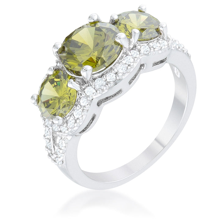 LOVCIA Luxe Essence Olive Stone Trio Radiant Ring