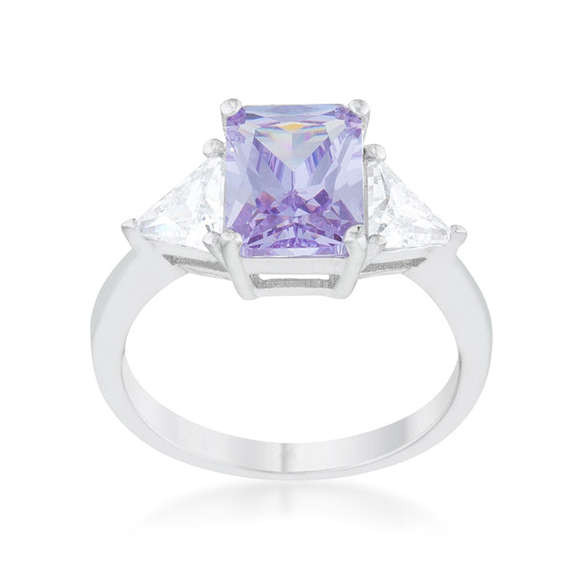 LOVCIA Lavender Radiant Cut White Gold Rhodium Engagement Ring