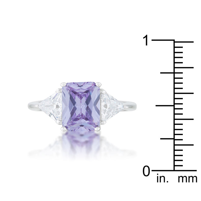 LOVCIA Lavender Radiant Cut White Gold Rhodium Engagement Ring