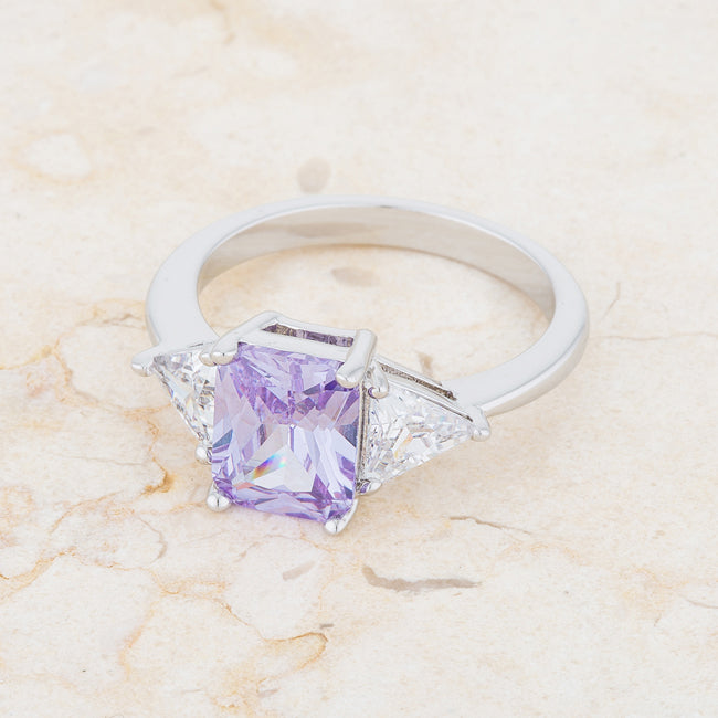 LOVCIA Lavender Radiant Cut White Gold Rhodium Engagement Ring