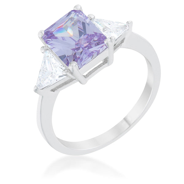 LOVCIA Lavender Radiant Cut White Gold Rhodium Engagement Ring