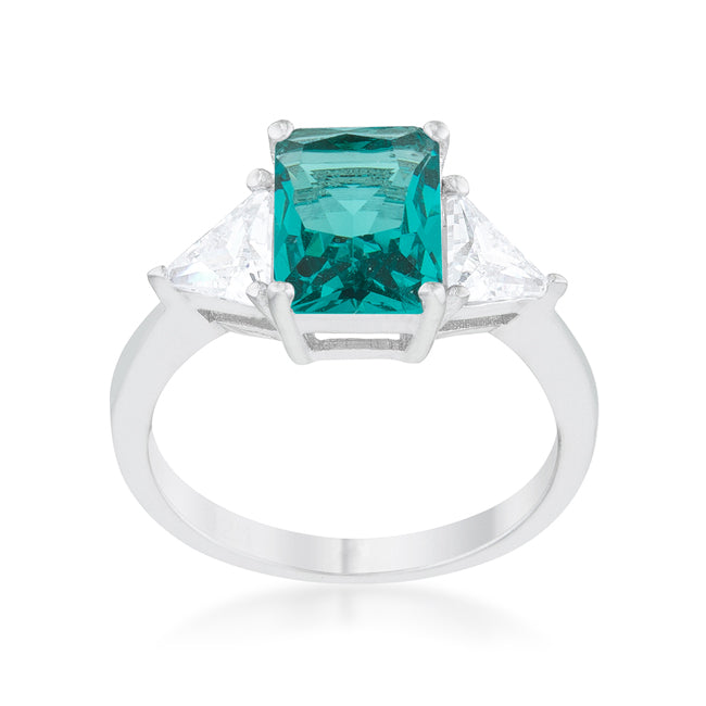 LOVCIA Elegant Aqua Radiant Rhodium Engagement Ring