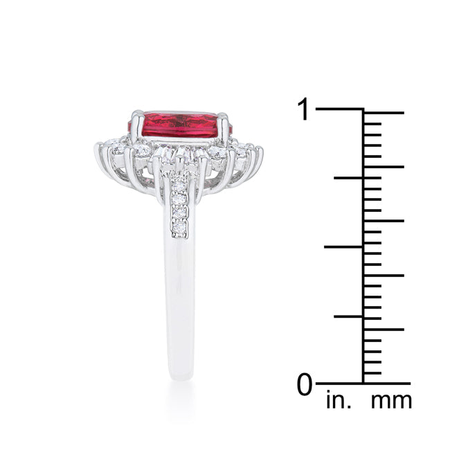 LOVCIA Aqua CZ Rhodium-Plated Cocktail Ring with Classic 3ct Centerstone