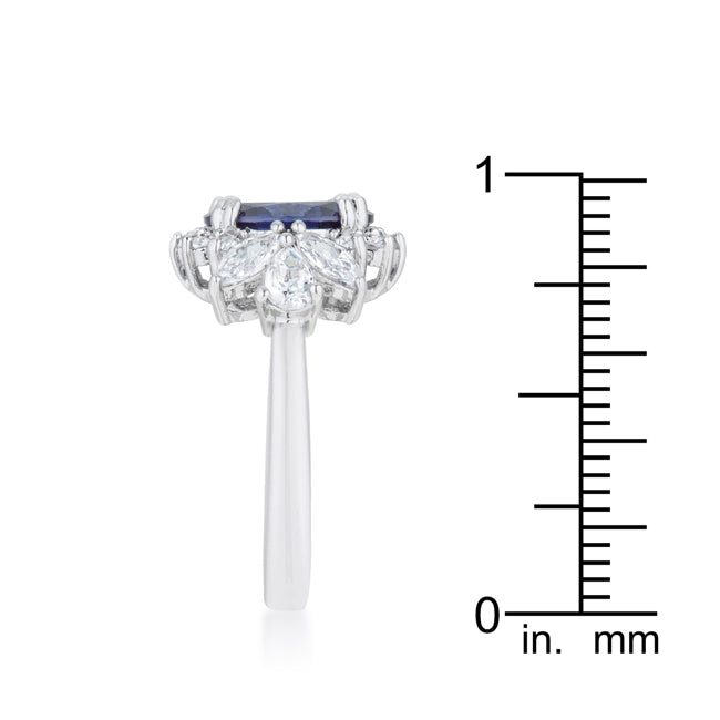 LOVCIA Elegant Rhodium Tanzanite CZ Cocktail Ring - 4.2ct