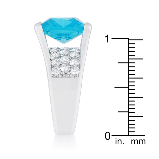 LOVCIA Mina 15.4ct Aqua CZ Rhodium-Plated Statement Ring