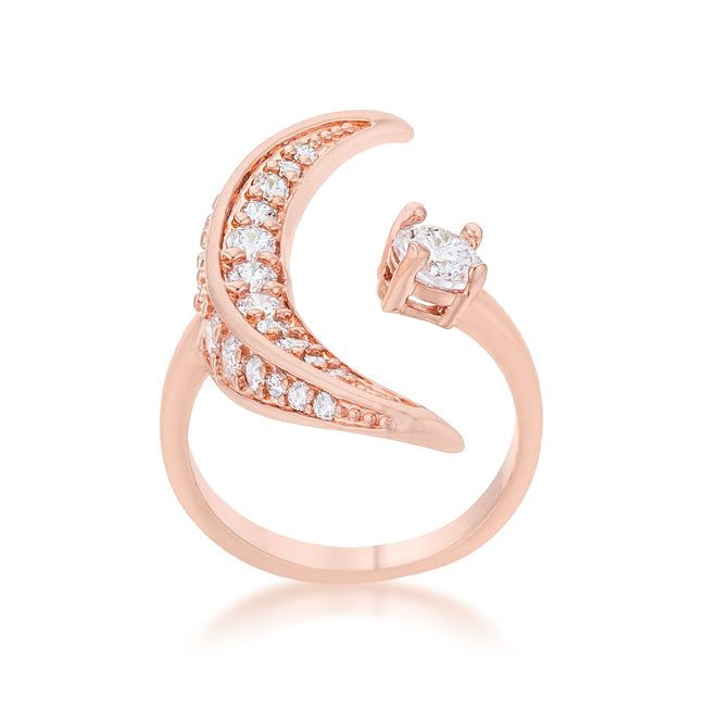 LOVCIA Luna Moon CZ Rose Gold Wrap Ring