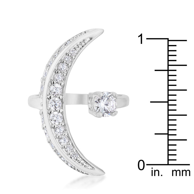 LOVCIA Luna Moon Design .75ct CZ White Gold Rhodium-Plated Wrap Ring