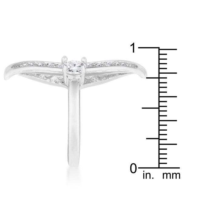 LOVCIA Luna Moon Design .75ct CZ White Gold Rhodium-Plated Wrap Ring