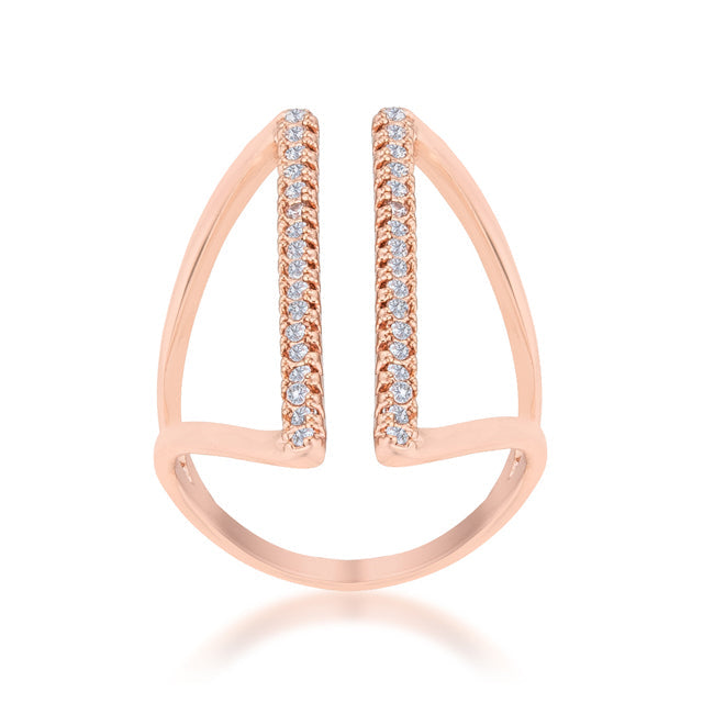 LOVCIA Jewelry Elegant 0.2ct CZ Rose Gold Open Parallel Ring