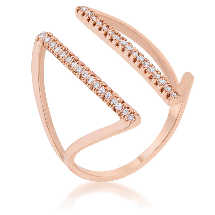 LOVCIA Jewelry Elegant 0.2ct CZ Rose Gold Open Parallel Ring