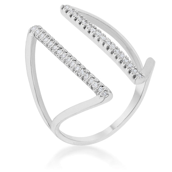 LOVCIA Delicate Sleek Brilliance 0.2ct CZ Rhodium Open Ring