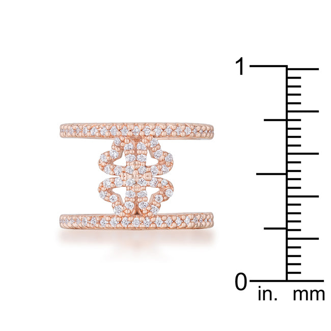 LOVCIA Lauren Rose Gold Clover Wrap Ring with 0.4ct CZ