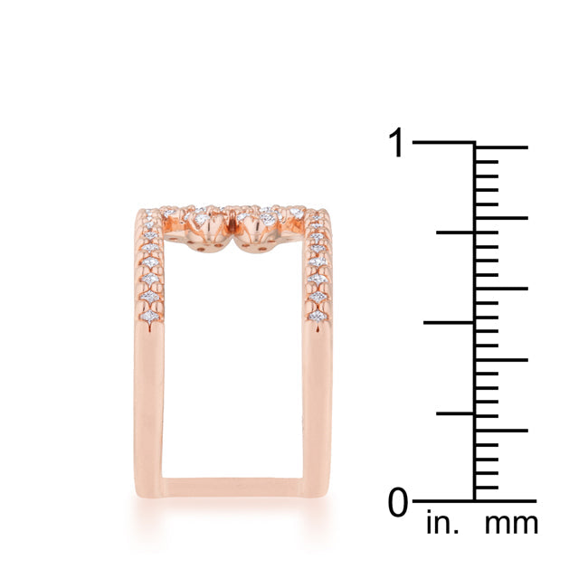 LOVCIA Lauren Rose Gold Clover Wrap Ring with 0.4ct CZ