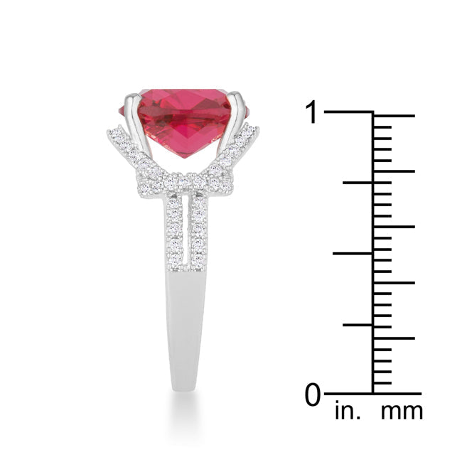 LOVCIA Elegant Charlene 6.2ct Ruby CZ Rhodium Cushion-Cut Cocktail Ring