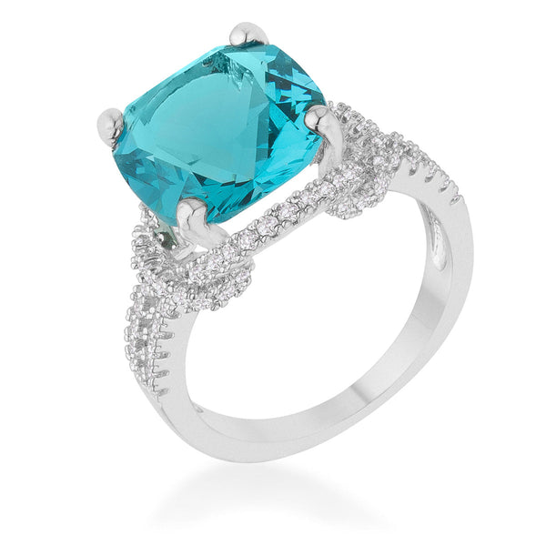 LOVCIA Stellar Shine 6.2ct Aqua CZ Cushion-Cut Cocktail Ring