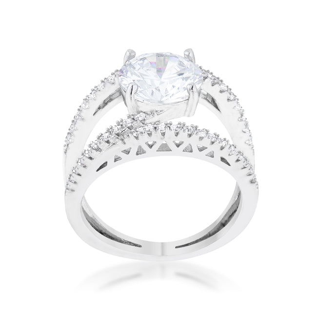 LOVCIA Signature Chic 3ct Clear CZ Rhodium Dual-Band Ring