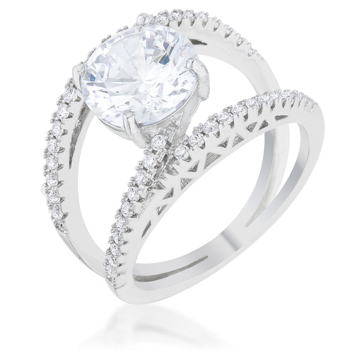 LOVCIA Signature Chic 3ct Clear CZ Rhodium Dual-Band Ring