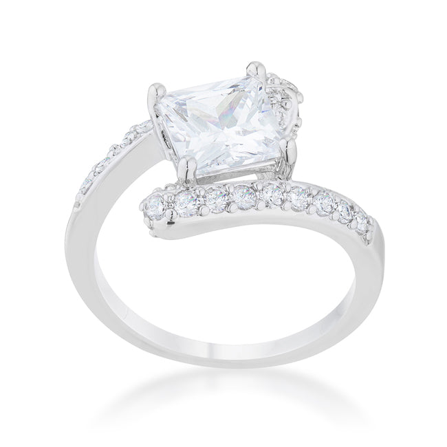 LOVCIA Regal Elegance 2.3ct CZ Rhodium-Plated Statement Ring