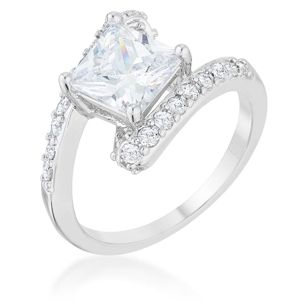 LOVCIA Regal Elegance 2.3ct CZ Rhodium-Plated Statement Ring