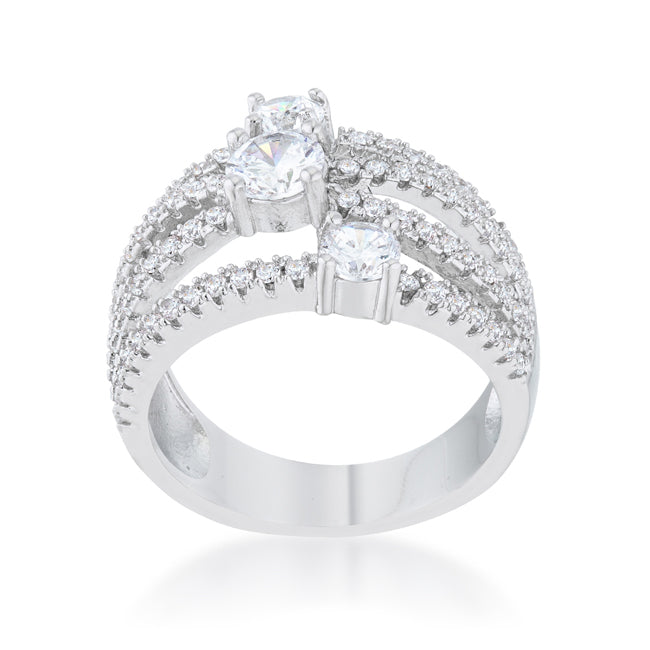 LOVCIA Luxe Essence Glamorous 1.8ct CZ Rhodium Cocktail Ring