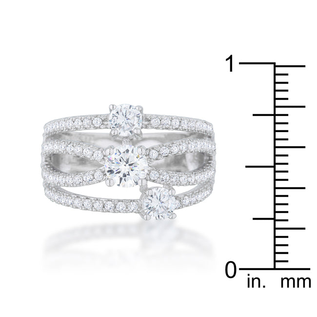 LOVCIA Luxe Essence Glamorous 1.8ct CZ Rhodium Cocktail Ring