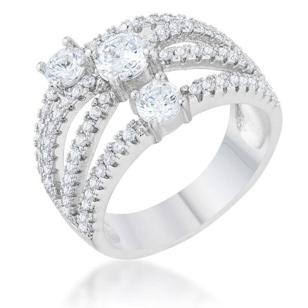 LOVCIA Luxe Essence Glamorous 1.8ct CZ Rhodium Cocktail Ring