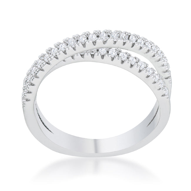 LOVCIA Forever Elegant 0.4ct CZ Rhodium-Plated Intertwined Ring