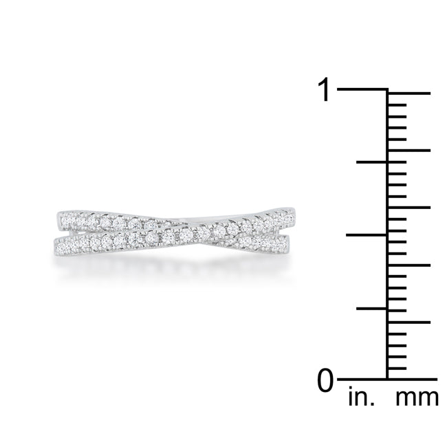 LOVCIA Forever Elegant 0.4ct CZ Rhodium-Plated Intertwined Ring