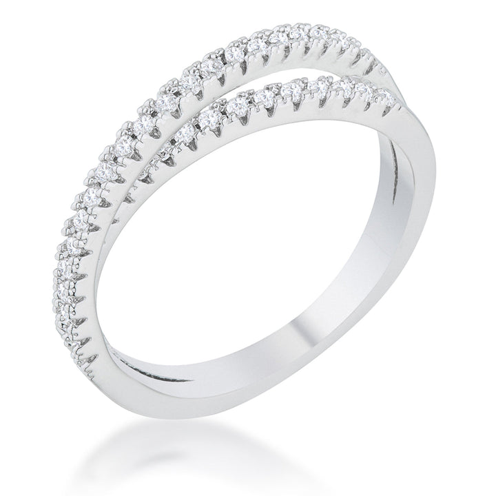 LOVCIA Forever Elegant 0.4ct CZ Rhodium-Plated Intertwined Ring