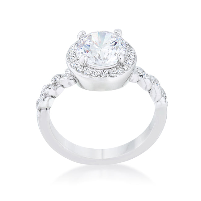 LOVCIA Regal Splendor 2.2ct Clear CZ Rhodium Halo Engagement Ring