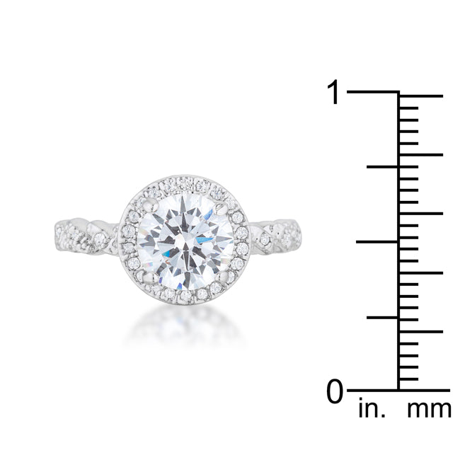 LOVCIA Regal Splendor 2.2ct Clear CZ Rhodium Halo Engagement Ring