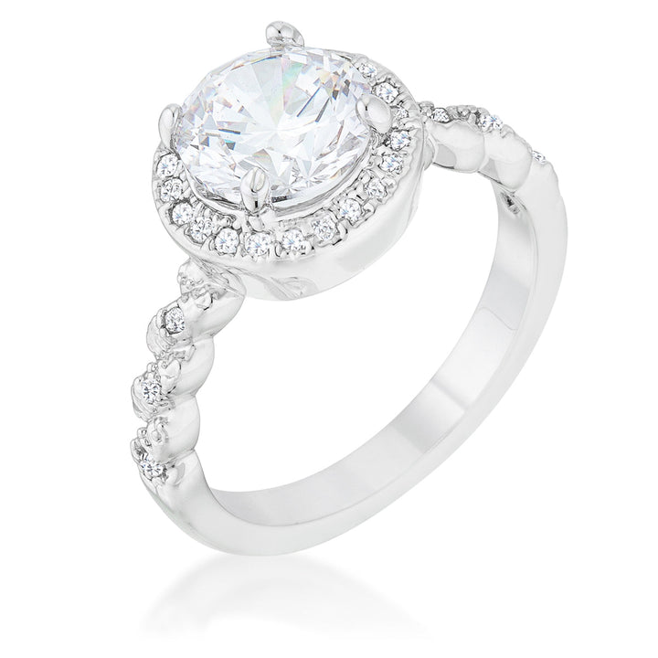 LOVCIA Regal Splendor 2.2ct Clear CZ Rhodium Halo Engagement Ring