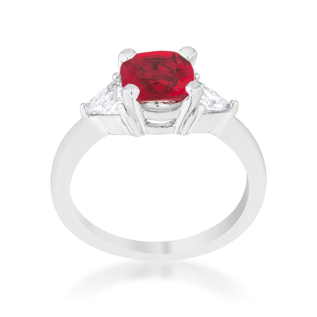 LOVCIA Elegant 1.8ct Garnet and CZ Rhodium Cushion Cut Engagement Ring