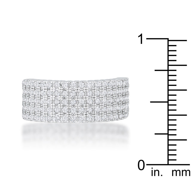 LOVCIA Signature Chic Rhodium-Plated Cocktail Ring with CZ Stones