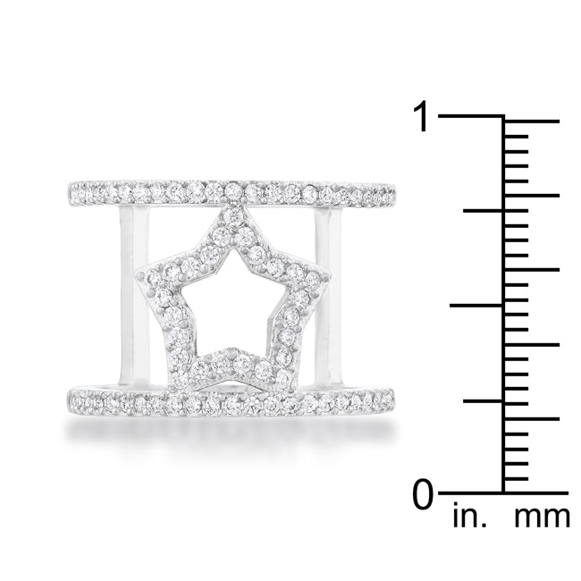 LOVCIA Stellar Chic 0.75ct CZ Rhodium-Plated Star Ring