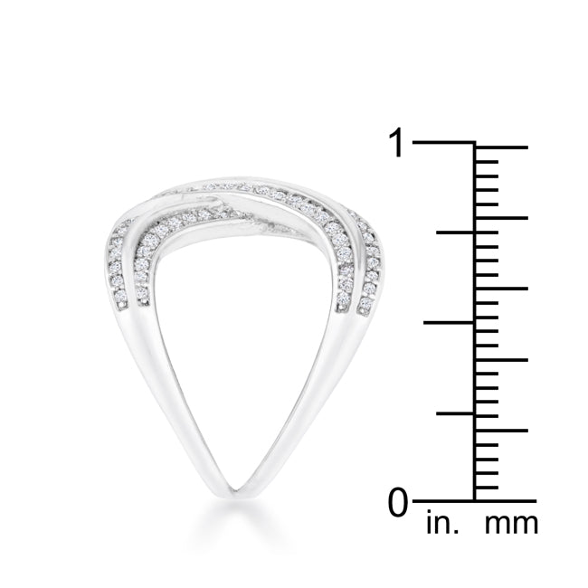 LOVCIA Elegant Luxe Essence 0.4ct CZ Rhodium Round Cut Pave X Ring