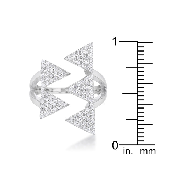 LOVCIA Triangle Pave Crystal Rhodium-Plated Cocktail Ring