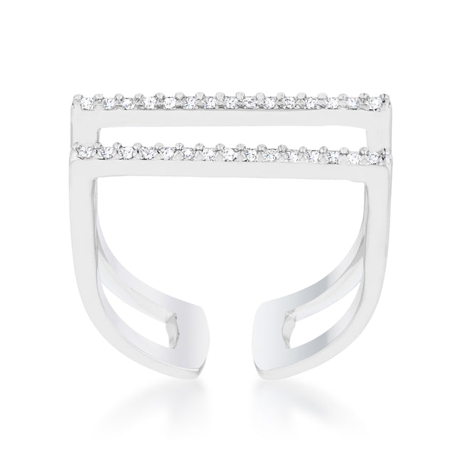 LOVCIA Modern Jenn Pave Parallel Ring with 0.2ct CZ Stones